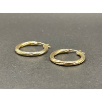 Ladies 9ct Yellow Gold Round Hoop Earrings