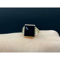Men's 9ct Yellow Gold Black Onyx Gemstone Ring