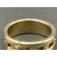 Mens 9ct Yellow Gold Curb Pattern Ring