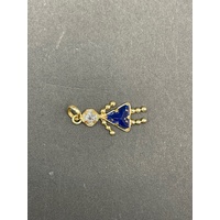 Ladies 9ct Yellow Gold Girl Figure Gemstone Pendant