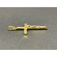 Unisex 18ct Yellow Gold Crucifix Pendant