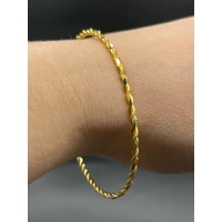 Ladies 21ct Yellow Gold Round Twist Bangle