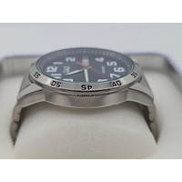 Q&Q Mens Stainless Steel Quartz Analog Watch with Day and Date Display