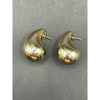 Ladies 18ct Yellow Gold Tear Drop Bubble Stud Earrings
