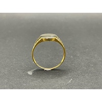 Mens 9ct Yellow Gold Oval Signet Diamond Ring