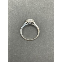 Ladies 9ct White Gold Diamond Halo Ring