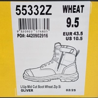 Oliver 55332Z Steel Cap Lace Up Zip Sided Mid Cut Wheat Safety Boots Size 10.5