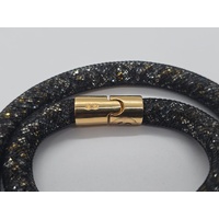 Swarovski Stardust 36cm Double Twist Bracelet Black Gold Size Small