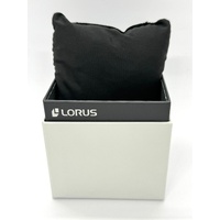 Lorus Mens Stainless Steel Analog Watch Black Dial Day Date 10BAR WR Boxed