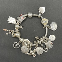 Ladies 925 Sterling Silver Snake Link Charm Bracelet