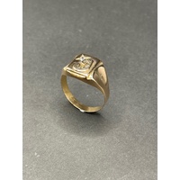 Mens 9ct Yellow Gold Cubic Zirconia Letter J Ring