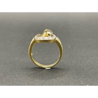 Mens 18ct Yellow Gold Horse Cubic Zirconia Ring