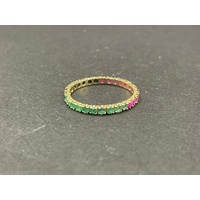 Ladies 14ct Yellow Gold Multi Coloured Gemstone Ring