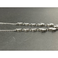 Ladies 925 Sterling Silver Belcher Link CZ Droplet Necklace