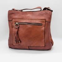 Evity Genuine Leather Shoulder Bag Crossbody Purse Reddish Brown with Dust Bag