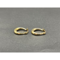 Ladies 9ct Yellow Gold Round Huggie Hoop Earrings