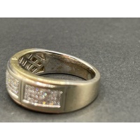 Mens 10ct Two Tone Gold Diamond Band Ring