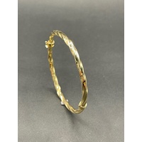 Ladies 9ct Yellow Gold Round Hinged Bangle