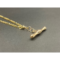 Ladies 9ct Yellow Gold Figaro Link Chain & Bar Pendant