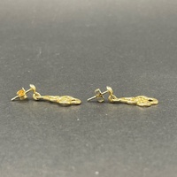 Ladies 9ct Yellow Gold Dangle Pattern Earrings