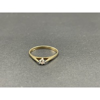 Ladies 9ct Yellow Gold Single Diamond Ring