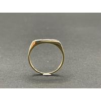 Mens 9ct Yellow Gold Diamond Signet Ring