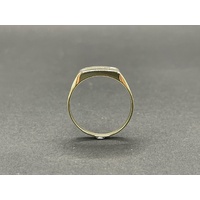 Mens 9ct Yellow Gold Signet Diamond Ring