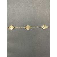 Ladies 18ct Yellow Gold Belcher Link & Clover Bracelet