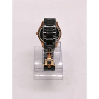 Folli Follie Ladies Rose Gold Black Watch WF1B040BD with Crystal Bezel