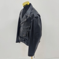 Mens Eagle Embossed Live To Ride Black Leather Motorcycle Biker Jacket Size XL