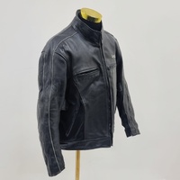 Rivet Bike Jacket Size 48 Black Leather Motorcycle Jacket Mens Protective Gear