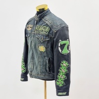 Icon Moto Strongarm 7 Denim and Leather Mens Motorcycle Jacket Size L