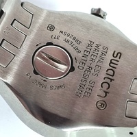 Swatch Mens Brown Dial Stainless Steel Quartz Watch Day Date Swiss Made