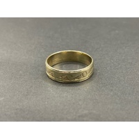 Mens 9ct Yellow Gold Wave Pattern Ring