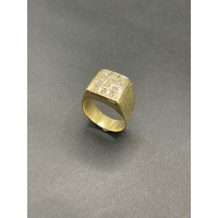 Mens 18ct Yellow Gold Diamond Ring