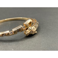 Ladies 18ct Yellow Gold Round Panther Bangle