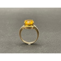 Ladies 9ct Yellow Gold Yellow Gemstone Ring