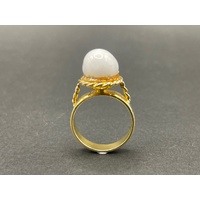 Ladies 9ct Yellow Gold White Dome Ring