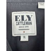 Ely Cattleman Western Shirt XL Black Embroidered Rose Pearl Snap 15203954-BK