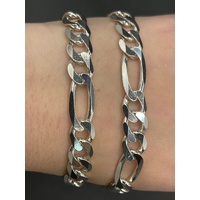 Mens 925 Sterling Silver Figaro Link Necklace