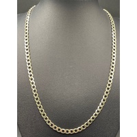 Unisex 9ct Yellow Gold Silver Filled Curb Link Necklace