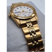 Citizen Quartz Ladies Gold Tone Watch White Dial Day Date 5 Bar WR
