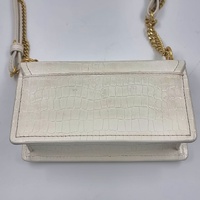 Oroton Mezzo White Croc Embossed Leather Clutch Handbag with Chain