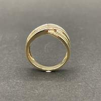 Ladies 9ct Yellow Gold Diamond Cross Over Ring