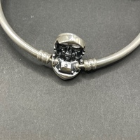 Ladies 925 Sterling Silver Round Charm Bangle