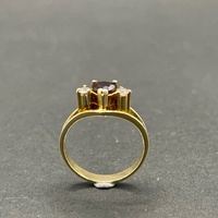 Ladies 14ct Yellow Gold Red Heart Shape Gemstone Ring