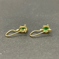 Ladies 18ct Yellow Gold Green Gemstone Dangle Earrings