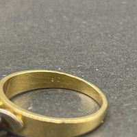 Ladies 18ct Yellow Gold Red Gemstone Vintage Design Ring