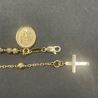Ladies 9ct Yellow Gold Cable & Bead Link Bracelet
