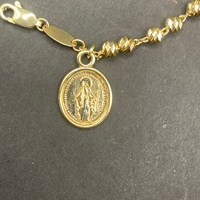 Ladies 9ct Yellow Gold Cable & Bead Link Bracelet